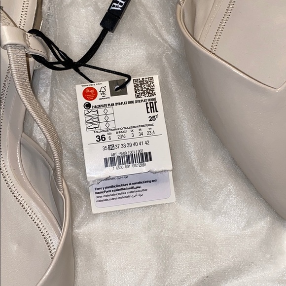 ZARA NWT Ivory Pointy Flat Slingback - Picture 3 of 7